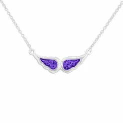 Angel Wings Memorial Ashes Necklace -Inscripture ew p 132 sswg purple Ashes Necklace Ashes Jewellery 1000x1000 1