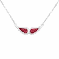 Angel Wings Memorial Ashes Necklace -Inscripture ew p 132 sswg red Ashes Necklace Ashes Jewellery 1000x1000 1