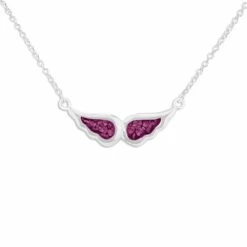 Angel Wings Memorial Ashes Necklace -Inscripture ew p 132 sswg violet Ashes Necklace Ashes Jewellery 1000x1000 1