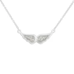 Angel Wings Memorial Ashes Necklace -Inscripture ew p 132 sswg white Ashes Necklace Ashes Jewellery 1000x1000 1