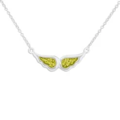 Angel Wings Memorial Ashes Necklace -Inscripture ew p 132 sswg yellow Ashes Necklace Ashes Jewellery 1000x1000 1