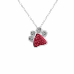 Unisex Paw Print Memorial Ashes Pendant -Inscripture ew p 133 sswg red Ashes Necklace Ashes Jewellery 1000x1000 1