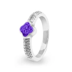 Clover Memorial Ashes Ring -Inscripture ew r 350 sswg purple Ashes Ring Ashes Jewellery 1000x1000 1